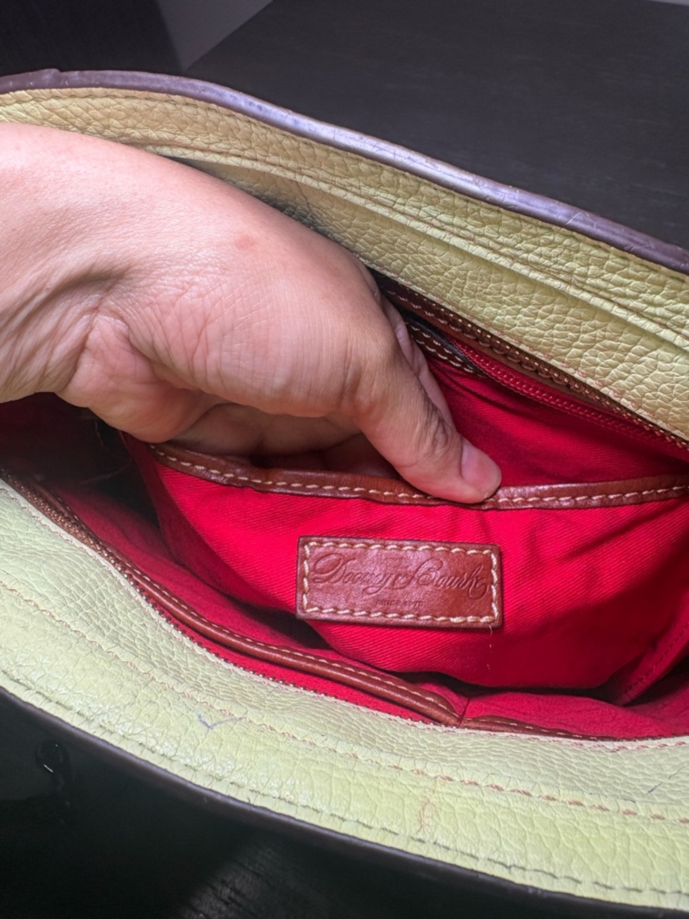 Dooney & Bourke green leather tote bag #leather #totebag - Picture 7 of 8